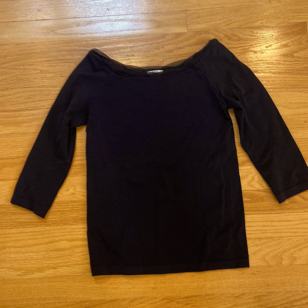 Wolford black open neck three-quarter sleeve top